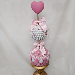 Pink and White Decorative Ornament with Heart Topper Last One!!!